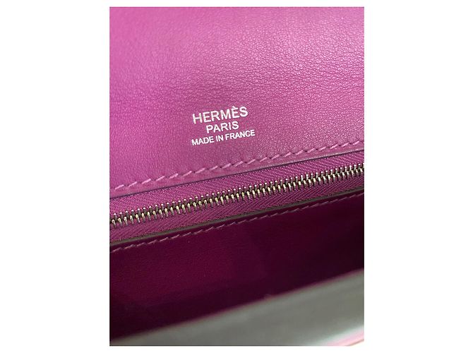 Kelly Borsa Hermès 24/24 in Pelle Clemence Anemone Fuschia - vista 9