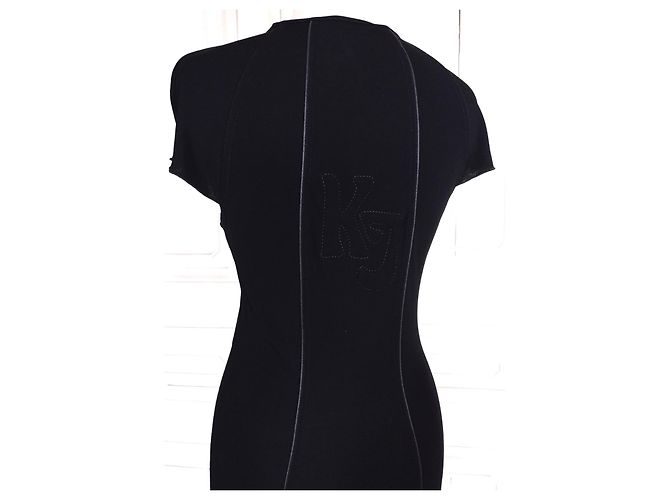 KENZO KLEID TRENDIGES CREPE ZEICHEN RELIEF RÜCKEN TM ODER T 36 Schwarz - Ansicht 10