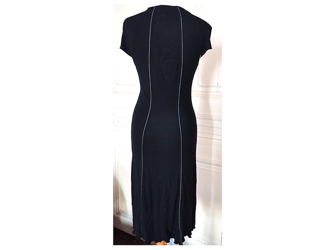 KENZO KLEID TRENDIGES CREPE ZEICHEN RELIEF RÜCKEN TM ODER T 36 Schwarz - Ansicht 4