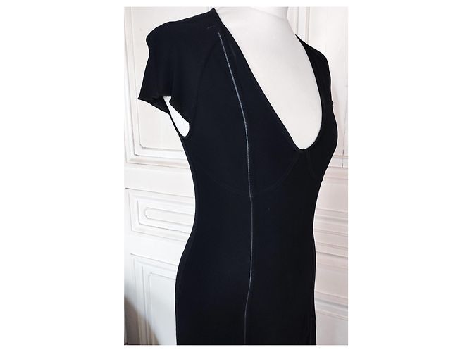 KENZO KLEID TRENDIGES CREPE ZEICHEN RELIEF RÜCKEN TM ODER T 36 Schwarz - Ansicht 5