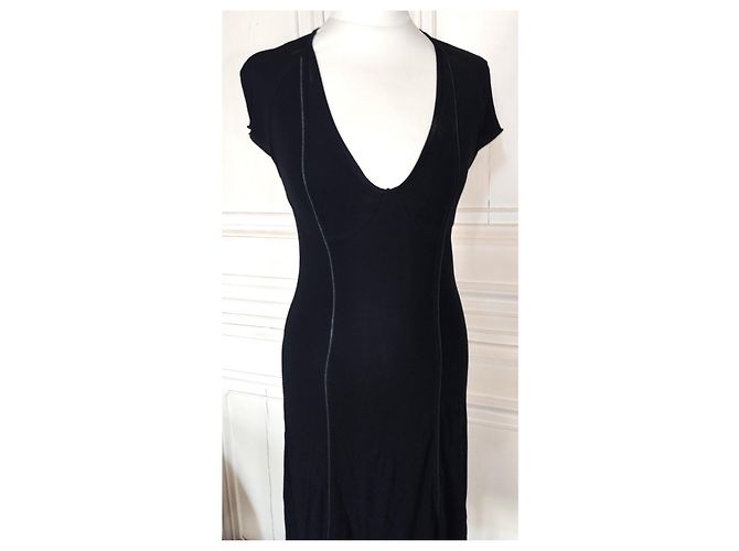 KENZO KLEID TRENDIGES CREPE ZEICHEN RELIEF RÜCKEN TM ODER T 36 Schwarz - Ansicht 7