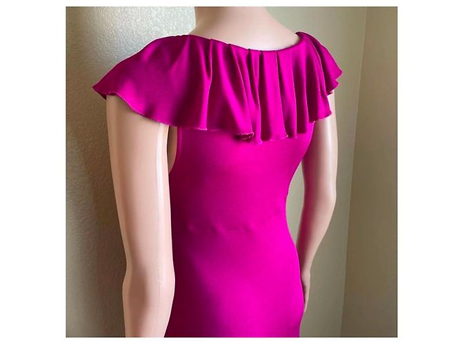Diane Von Furstenberg DvF Vintage Baila Kleid mit Rüschen Pink Fuschia - Ansicht 2