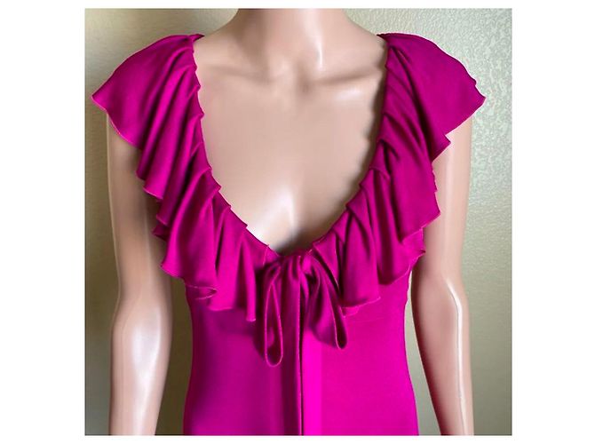 Diane Von Furstenberg DvF Vintage Baila Kleid mit Rüschen Pink Fuschia - Ansicht 3