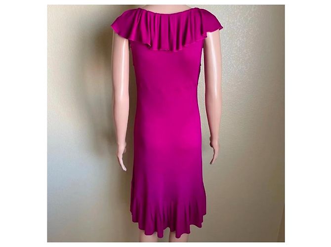 Diane Von Furstenberg DvF Vintage Baila Kleid mit Rüschen Pink Fuschia - Ansicht 4