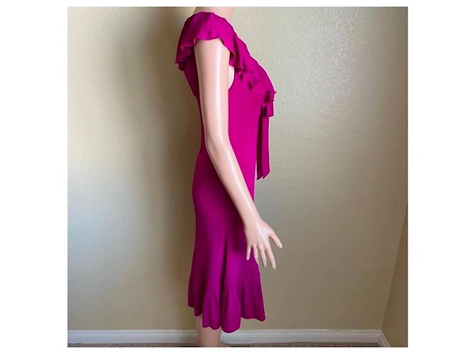 Diane Von Furstenberg DvF Vintage Baila Kleid mit Rüschen Pink Fuschia - Ansicht 5