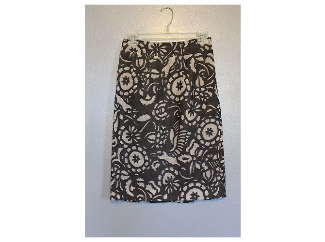 Diane Von Furstenberg Falda lápiz DvF Cougarette de lino y seda Castaño Negro Beige - vista 2