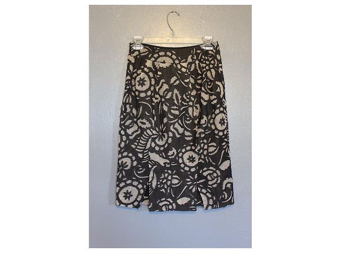 Diane Von Furstenberg Falda lápiz DvF Cougarette de lino y seda Castaño Negro Beige - vista 3