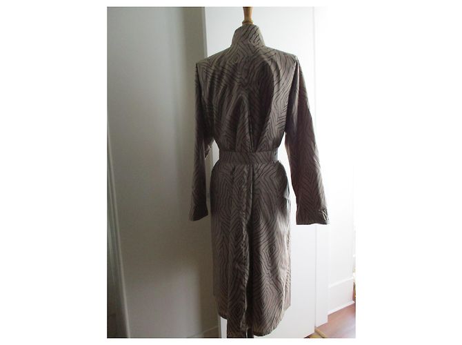 Autre Marque Trenchcoat grafischer Zebra Print beige Polyamid Größe 38 - Ansicht 3