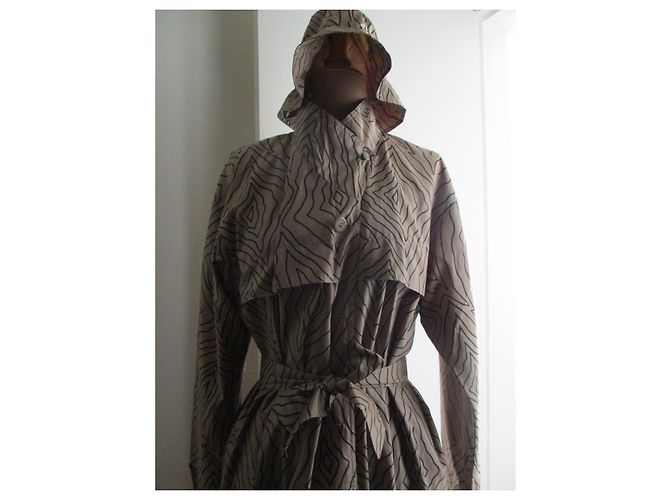 Autre Marque Trenchcoat grafischer Zebra Print beige Polyamid Größe 38 - Ansicht 4