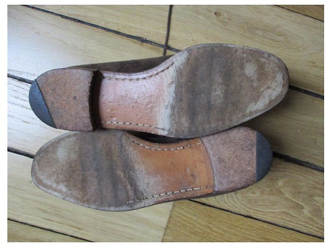 Hermès Scarpe derby in camoscio kaki Cachi - vista 5