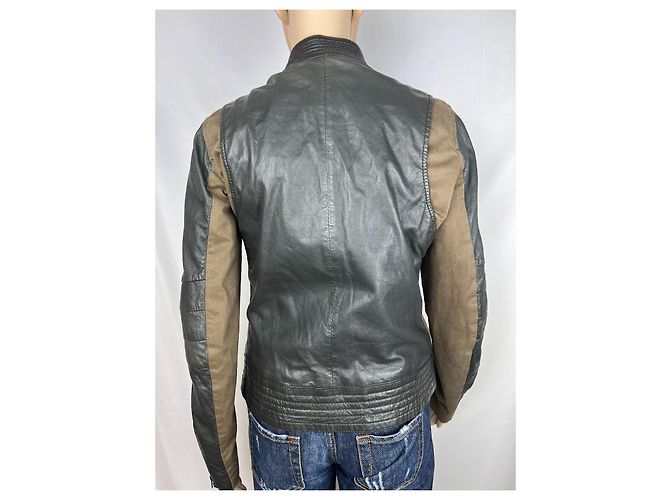 Chaqueta Biker de Piel Clements Ribeiro Marrón Negro Castaño - vista 3