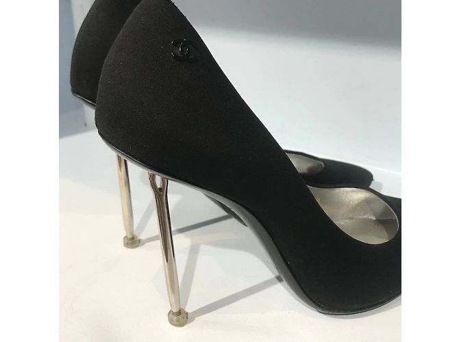 CHANEL Absätze T.EU 37.5 Stoff Schwarz - Ansicht 5