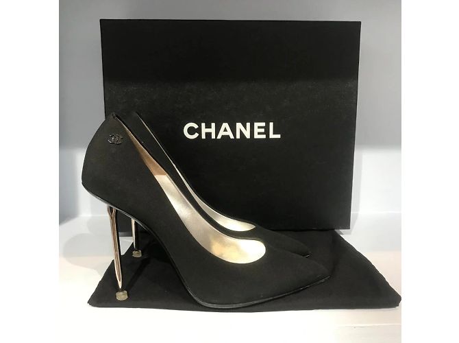 CHANEL Absätze T.EU 37.5 Stoff Schwarz - Ansicht 9