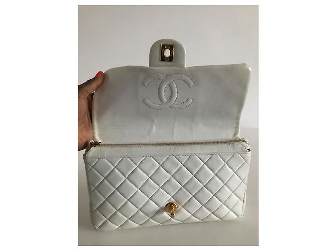 Borsa Chanel Timeless Bianca in Pelle 25 cm Bianco - vista 10