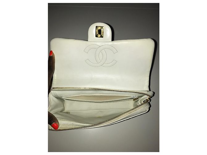 Borsa Chanel Timeless Bianca in Pelle 25 cm Bianco - vista 12