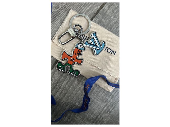 Ciondolo amico puzzle Louis Vuitton Blu Arancione Silver hardware - vista 2
