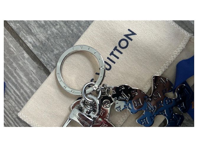 Ciondolo amico puzzle Louis Vuitton Blu Arancione Silver hardware - vista 5