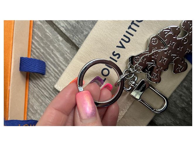 Ciondolo amico puzzle Louis Vuitton Blu Arancione Silver hardware - vista 9