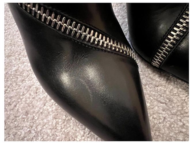 Saint Laurent Clássica Paris 110 Ankle boot com zíper em couro preto marfim Branco - vista 6