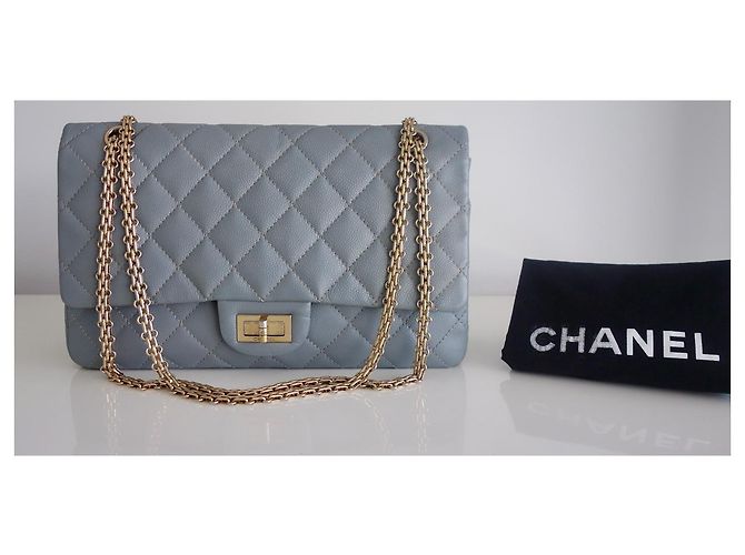 Borsa Chanel 2.55 Maxi in pelle caviar grigia Grigio - vista 6