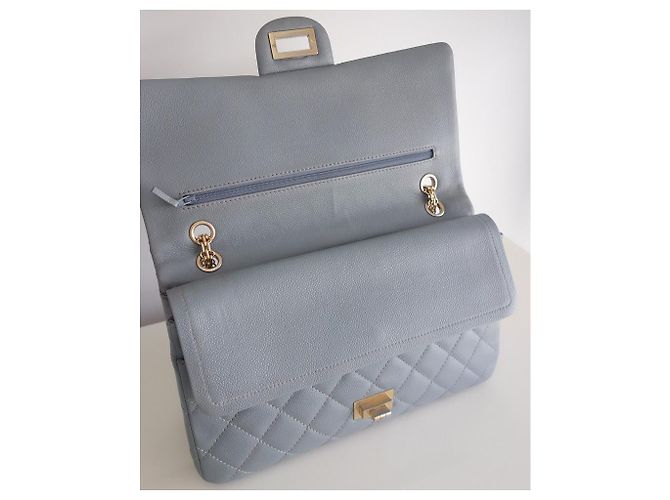 Borsa Chanel 2.55 Maxi in pelle caviar grigia Grigio - vista 7
