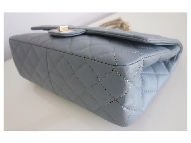 Borsa Chanel 2.55 Maxi in pelle caviar grigia Grigio - vista 8
