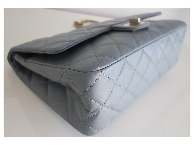 Borsa Chanel 2.55 Maxi in pelle caviar grigia Grigio - vista 9