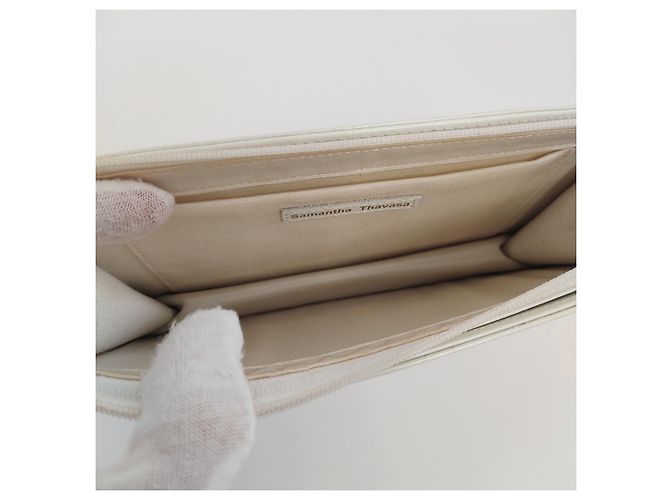 Autre Marque Bolsa em couro branco efeito pérola - vista 7