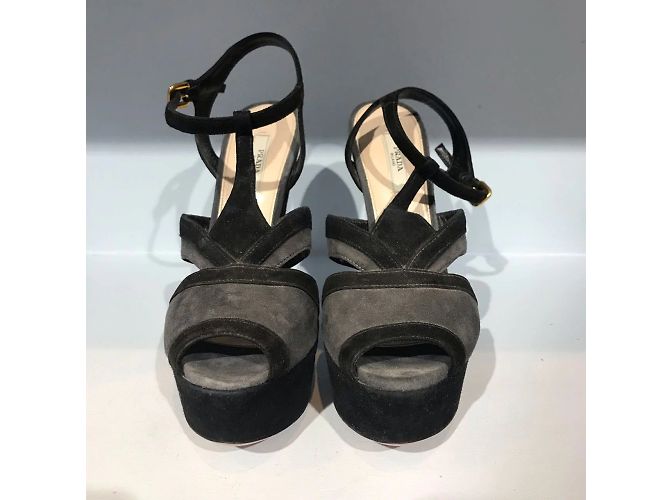 Sandali PRADA T.EU 38.5 Camoscio Grigio - vista 3