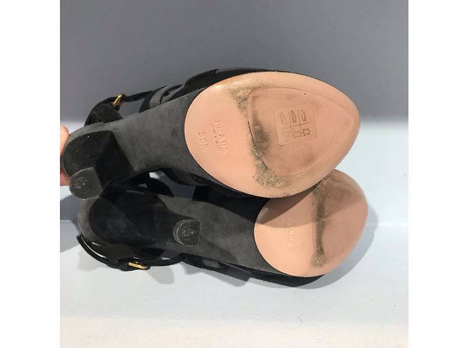 Sandali PRADA T.EU 38.5 Camoscio Grigio - vista 5