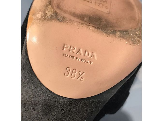 Sandali PRADA T.EU 38.5 Camoscio Grigio - vista 6