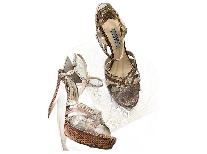 Sandali PRADA T.EU 38 Pelli esotiche Rosa - vista 2