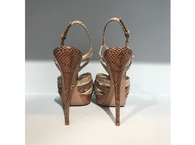 Sandali PRADA T.EU 38 Pelli esotiche Rosa - vista 4