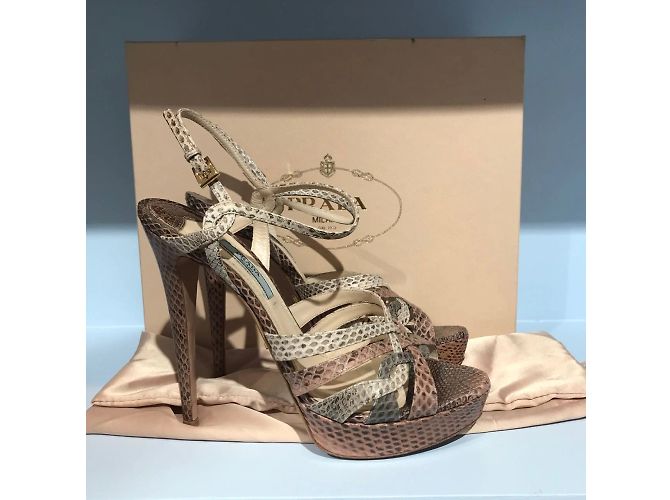 Sandali PRADA T.EU 38 Pelli esotiche Rosa - vista 9
