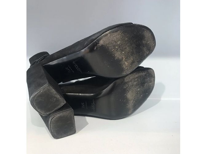 Sandali SAINT LAURENT T.EU 37.5 Camoscio Nero - vista 5