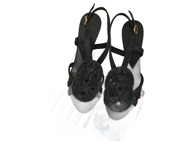Sandali CHANEL T.EU 37.5 Tessuto Nero - vista 2