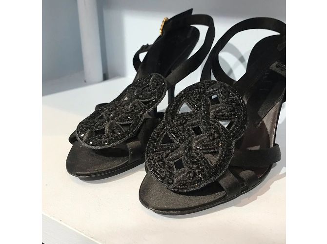 Sandali CHANEL T.EU 37.5 Tessuto Nero - vista 4