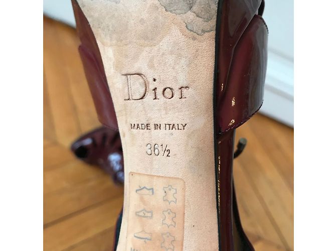 Sandali DIOR T.EU 36.5 Pelle verniciata Bordò - vista 5