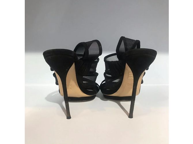 Sandali GUCCI T.EU 37.5 in suede Nero - vista 3