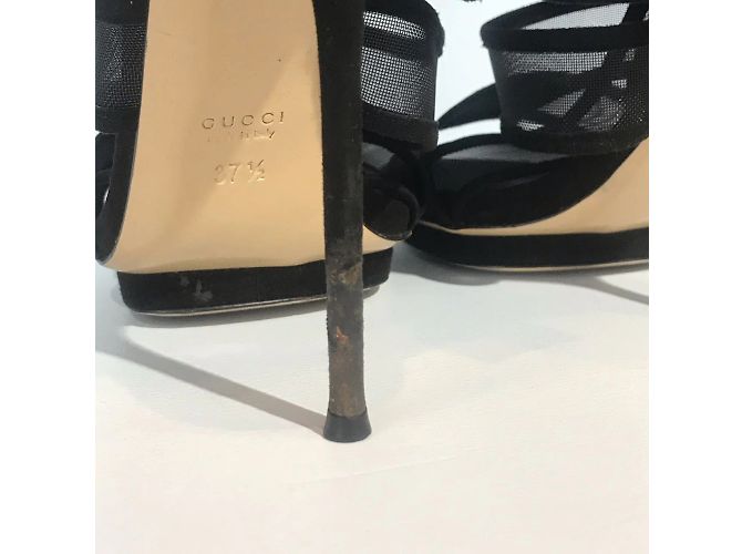 Sandali GUCCI T.EU 37.5 in suede Nero - vista 4