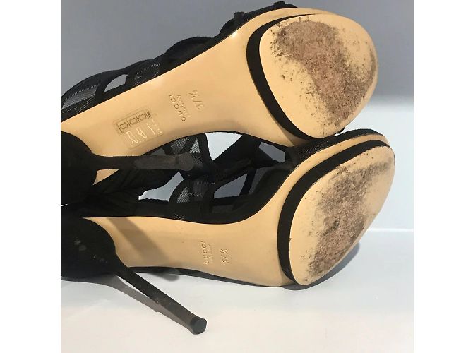 Sandali GUCCI T.EU 37.5 in suede Nero - vista 5