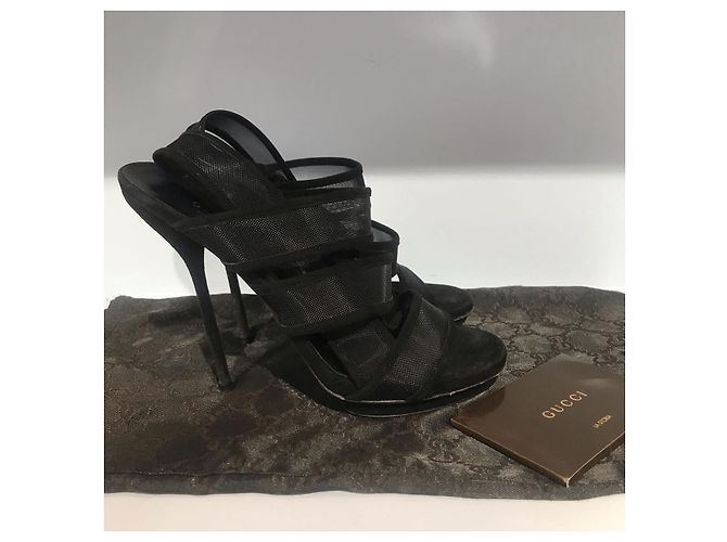 Sandali GUCCI T.EU 37.5 in suede Nero - vista 7
