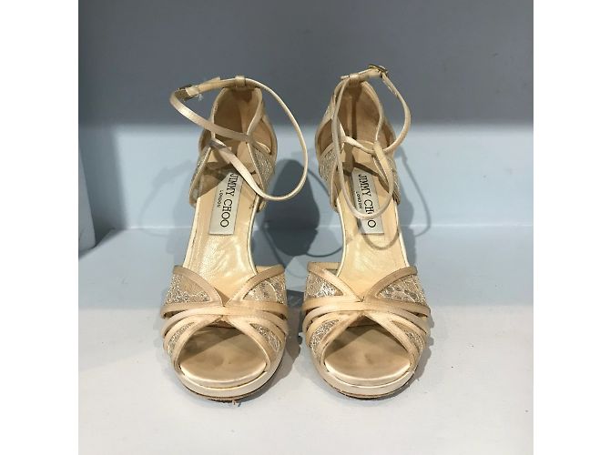 Sandali JIMMY CHOO T.EU 35 Tessuto Beige - vista 2