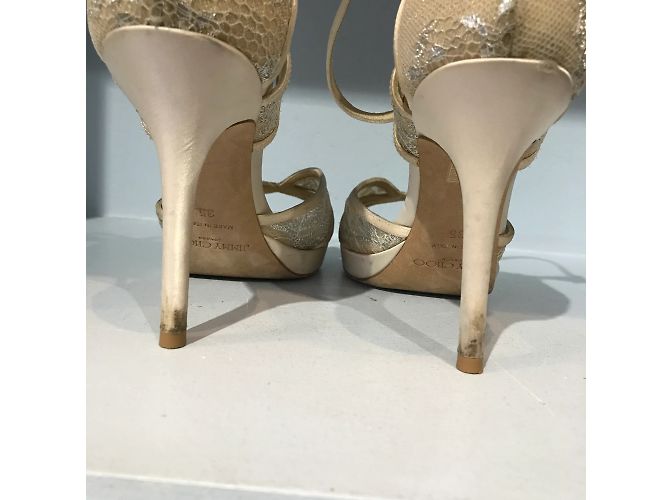 Sandali JIMMY CHOO T.EU 35 Tessuto Beige - vista 5