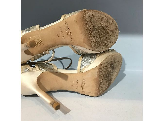 Sandali JIMMY CHOO T.EU 35 Tessuto Beige - vista 6