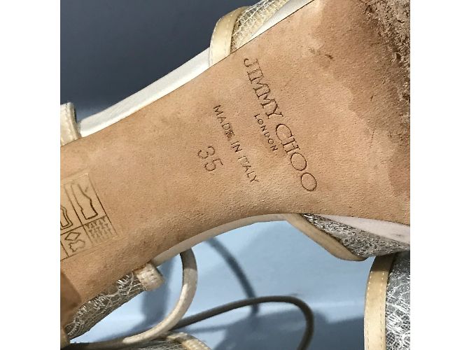 Sandali JIMMY CHOO T.EU 35 Tessuto Beige - vista 7