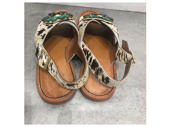 Sandali MARNI T.EU 37 Pelle di vitello stile pony Beige - vista 3