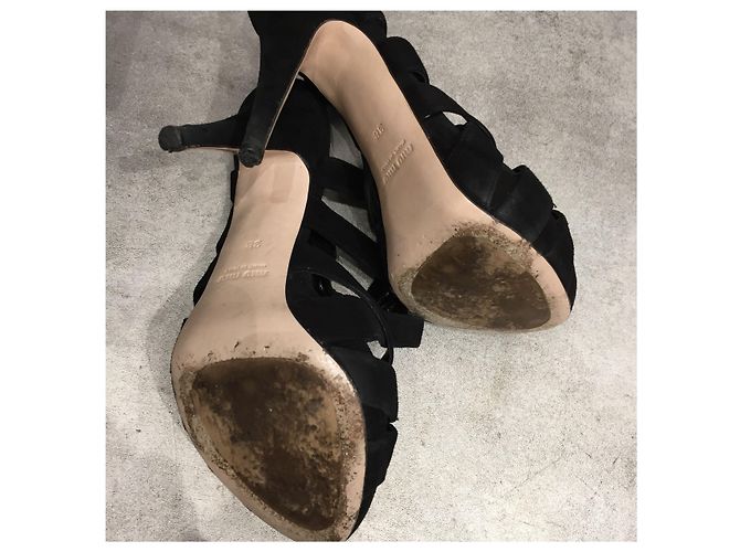 Sandali MIU MIU T.EU 38 in suede Nero - vista 4