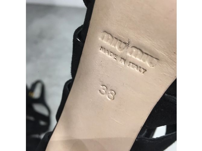 Sandali MIU MIU T.EU 38 in suede Nero - vista 5