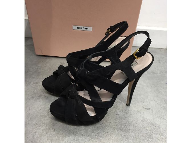 Sandali MIU MIU T.EU 38 in suede Nero - vista 6